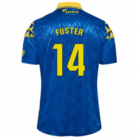 Kandiny Kinder Manu Fuster #14 Blau Gelb Auswärtstrikot Trikot 2024/25 T-Shirt