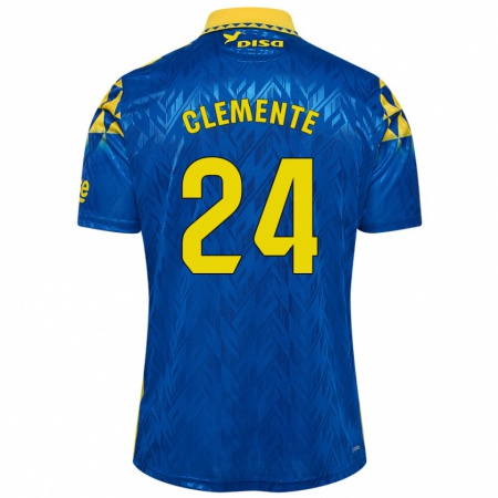 Kandiny Kinder Enrique Clemente #24 Blau Gelb Auswärtstrikot Trikot 2024/25 T-Shirt