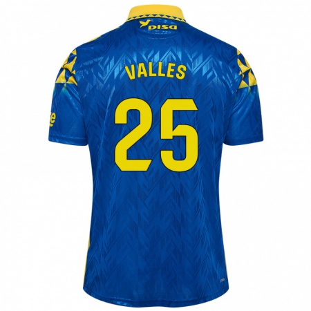 Kandiny Kinder Álvaro Valles #25 Blau Gelb Auswärtstrikot Trikot 2024/25 T-Shirt