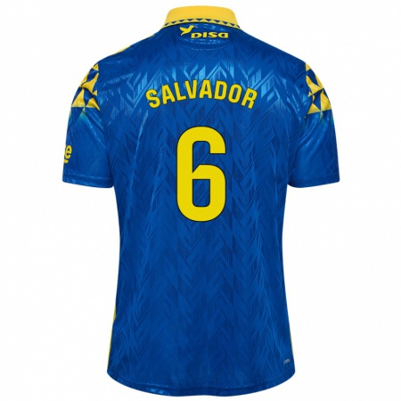 Kandiny Kinder Pol Salvador #6 Blau Gelb Auswärtstrikot Trikot 2024/25 T-Shirt