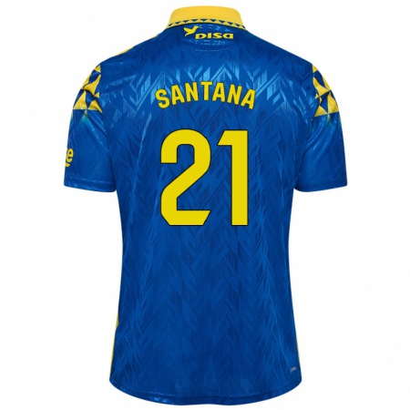 Kandiny Kinder Yadam Santana #21 Blau Gelb Auswärtstrikot Trikot 2024/25 T-Shirt