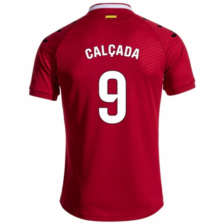 Kandiny Kinder Gonzalo Calçada #9 Dunkelrot Auswärtstrikot Trikot 2024/25 T-Shirt