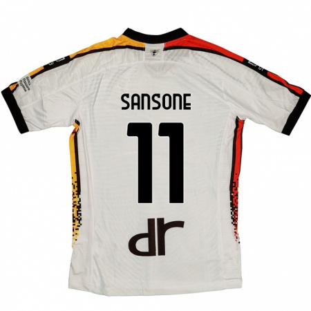 Kandiny Kinder Nicola Sansone #11 Weiß Schwarz Auswärtstrikot Trikot 2024/25 T-Shirt