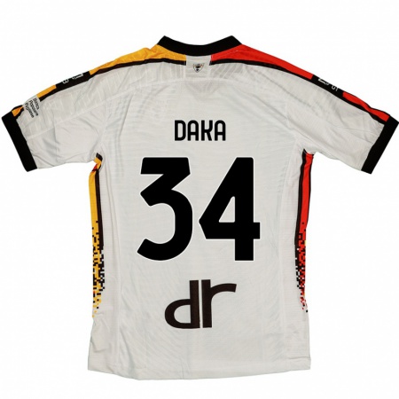 Kandiny Kinder Dario Daka #34 Weiß Schwarz Auswärtstrikot Trikot 2024/25 T-Shirt