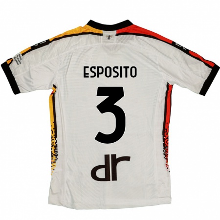 Kandiny Kinder Sebastian Esposito #3 Weiß Schwarz Auswärtstrikot Trikot 2024/25 T-Shirt