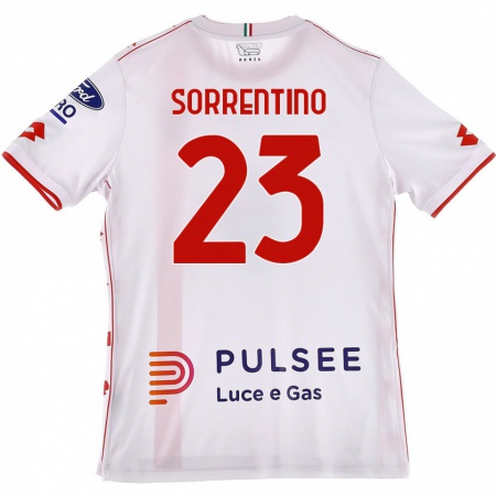 Kandiny Kinder Alessandro Sorrentino #23 Weiß Rot Auswärtstrikot Trikot 2024/25 T-Shirt