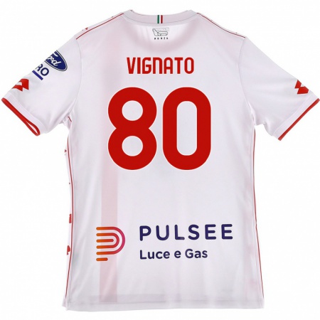 Kandiny Kinder Samuele Vignato #80 Weiß Rot Auswärtstrikot Trikot 2024/25 T-Shirt