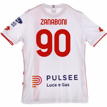 Kandiny Kinder Emanuele Zanaboni #90 Weiß Rot Auswärtstrikot Trikot 2024/25 T-Shirt