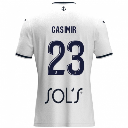 Kandiny Kinder Josué Casimir #23 Weiß Dunkelblau Auswärtstrikot Trikot 2024/25 T-Shirt