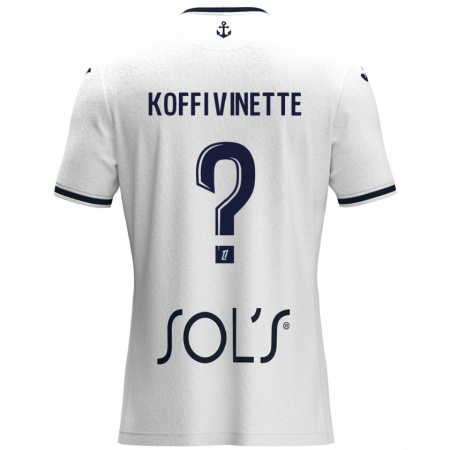 Kandiny Kinder Enzo Koffi Vinette #0 Weiß Dunkelblau Auswärtstrikot Trikot 2024/25 T-Shirt