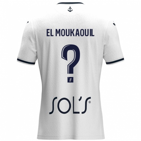 Kandiny Kinder Mohamed El Moukaouil #0 Weiß Dunkelblau Auswärtstrikot Trikot 2024/25 T-Shirt