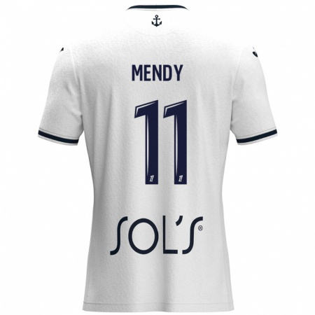 Kandiny Kinder Mélinda Mendy #11 Weiß Dunkelblau Auswärtstrikot Trikot 2024/25 T-Shirt