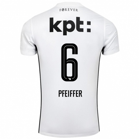 Kandiny Kinder Patric Pfeiffer #6 Weiß Schwarz Auswärtstrikot Trikot 2024/25 T-Shirt