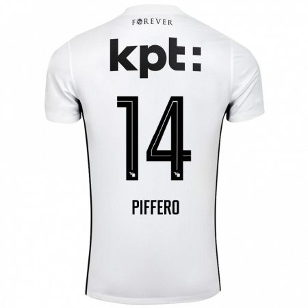 Kandiny Kinder David Piffero #14 Weiß Schwarz Auswärtstrikot Trikot 2024/25 T-Shirt