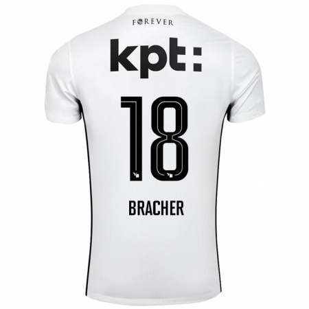 Kandiny Kinder Jasha Bracher #18 Weiß Schwarz Auswärtstrikot Trikot 2024/25 T-Shirt