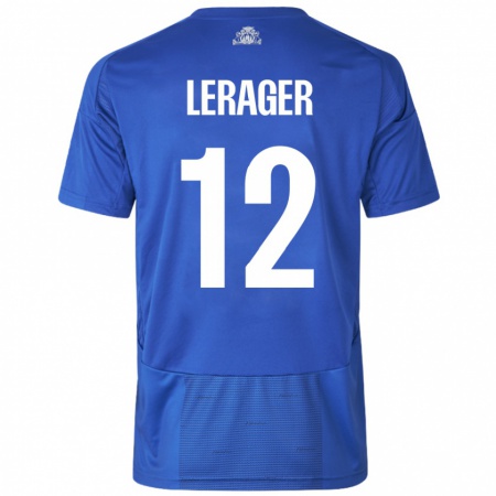 Kandiny Kinder Lukas Lerager #12 Weiß Blau Auswärtstrikot Trikot 2024/25 T-Shirt