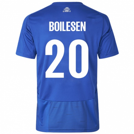 Kandiny Kinder Nicolai Boilesen #20 Weiß Blau Auswärtstrikot Trikot 2024/25 T-Shirt