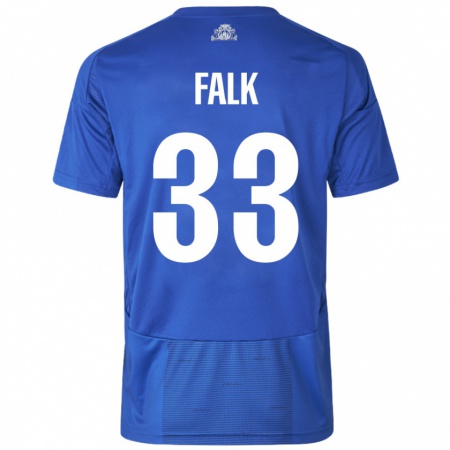 Kandiny Kinder Rasmus Falk #33 Weiß Blau Auswärtstrikot Trikot 2024/25 T-Shirt