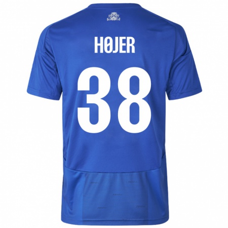 Kandiny Kinder Oliver Højer #38 Weiß Blau Auswärtstrikot Trikot 2024/25 T-Shirt