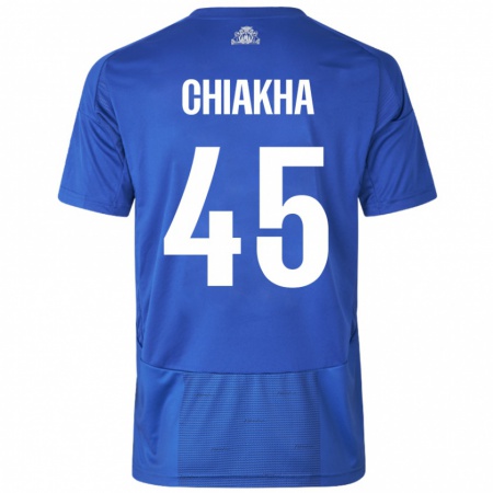 Kandiny Kinder Amin Chiakha #45 Weiß Blau Auswärtstrikot Trikot 2024/25 T-Shirt