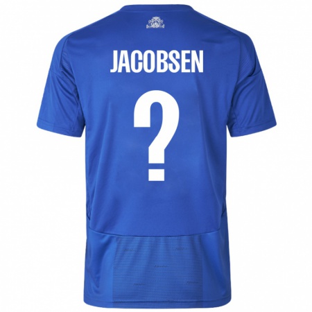 Kandiny Kinder Holger Jacobsen #0 Weiß Blau Auswärtstrikot Trikot 2024/25 T-Shirt