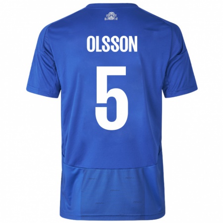 Kandiny Kinder Cornelius Olsson #5 Weiß Blau Auswärtstrikot Trikot 2024/25 T-Shirt