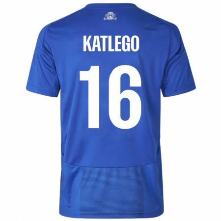 Kandiny Kinder David Katlego #16 Weiß Blau Auswärtstrikot Trikot 2024/25 T-Shirt