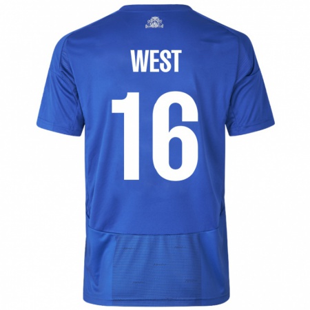 Kandiny Kinder Liam West #16 Weiß Blau Auswärtstrikot Trikot 2024/25 T-Shirt