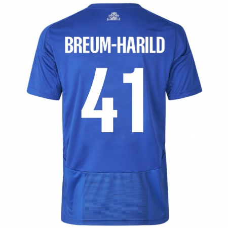 Kandiny Kinder Tobias Breum-Harild #41 Weiß Blau Auswärtstrikot Trikot 2024/25 T-Shirt