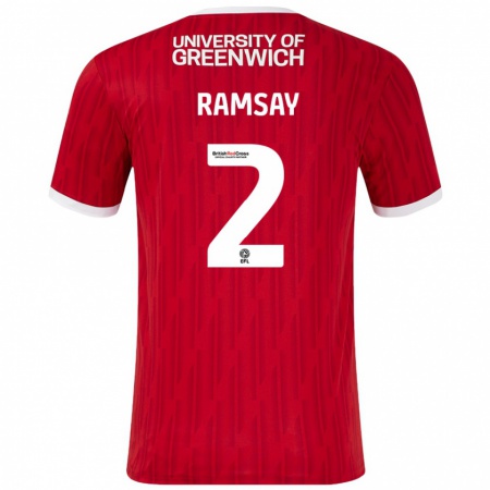 Kandiny Herren Kayne Ramsay #2 Rot Weiß Heimtrikot Trikot 2024/25 T-Shirt