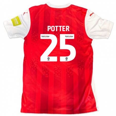 Kandiny Herren Finley Potter #25 Rot Weiß Heimtrikot Trikot 2024/25 T-Shirt