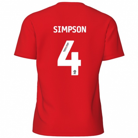 Kandiny Herren Jack Simpson #4 Rot Heimtrikot Trikot 2024/25 T-Shirt