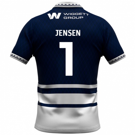 Kandiny Herren Lukas Jensen #1 Marineblau Weiß Heimtrikot Trikot 2024/25 T-Shirt