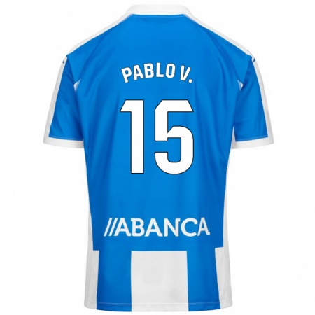 Kandiny Herren Pablo Vázquez #15 Blau Weiß Heimtrikot Trikot 2024/25 T-Shirt