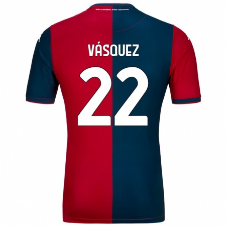 Kandiny Herren Johan Vásquez #22 Rot Dunkelblau Heimtrikot Trikot 2024/25 T-Shirt