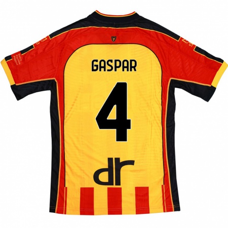 Kandiny Herren Kialonda Gaspar #4 Gelb Rot Heimtrikot Trikot 2024/25 T-Shirt