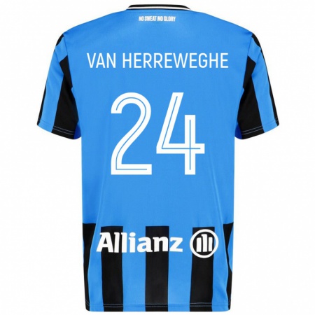 Kandiny Herren Febe Van Herreweghe #24 Himmelblau Schwarz Heimtrikot Trikot 2024/25 T-Shirt