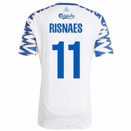 Kandiny Herren Roberto Risnaes #11 Weiß Himmelblau Heimtrikot Trikot 2024/25 T-Shirt