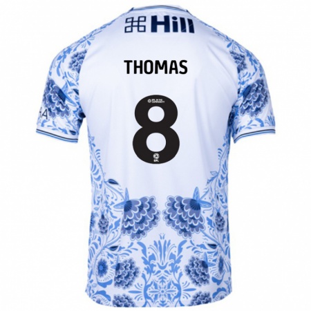 Kandiny Herren George Thomas #8 Weiß Blau Auswärtstrikot Trikot 2024/25 T-Shirt