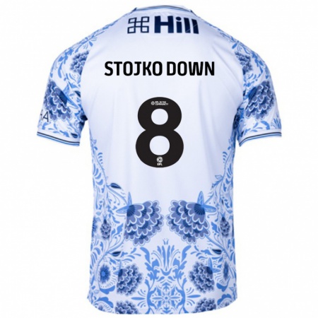 Kandiny Herren Alysha Stojko-Down #8 Weiß Blau Auswärtstrikot Trikot 2024/25 T-Shirt