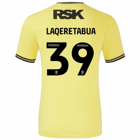 Kandiny Herren Josh Laqeretabua #39 Gelb Schwarz Auswärtstrikot Trikot 2024/25 T-Shirt