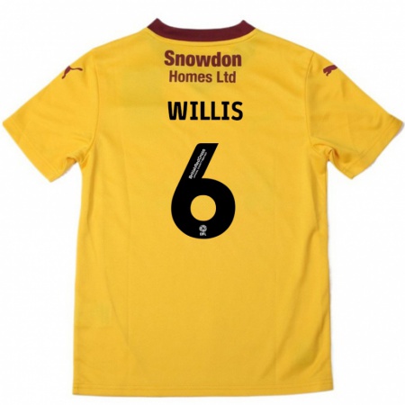 Kandiny Herren Jordan Willis #6 Orange Burgunderrot Auswärtstrikot Trikot 2024/25 T-Shirt