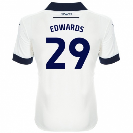 Kandiny Herren Kyle Edwards #29 Weiß Marineblau Auswärtstrikot Trikot 2024/25 T-Shirt