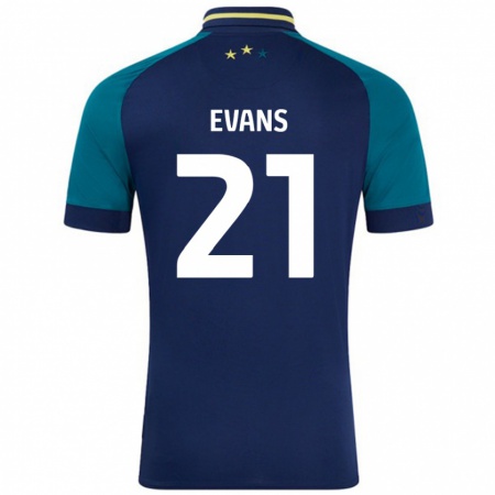 Kandiny Herren Antony Evans #21 Marine Dunkelgrün Auswärtstrikot Trikot 2024/25 T-Shirt