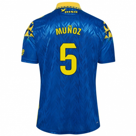 Kandiny Herren Javi Muñoz #5 Blau Gelb Auswärtstrikot Trikot 2024/25 T-Shirt