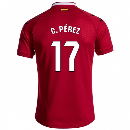 Kandiny Herren Carles Pérez #17 Dunkelrot Auswärtstrikot Trikot 2024/25 T-Shirt