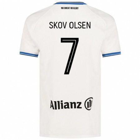 Kandiny Herren Andreas Skov Olsen #7 Weiß Auswärtstrikot Trikot 2024/25 T-Shirt