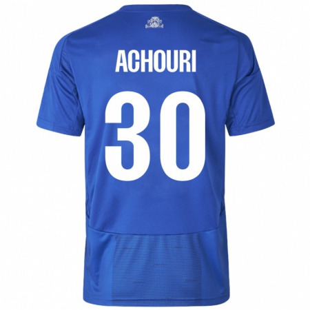 Kandiny Herren Elias Achouri #30 Weiß Blau Auswärtstrikot Trikot 2024/25 T-Shirt