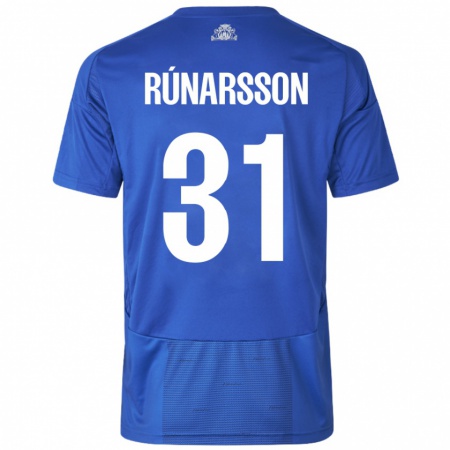 Kandiny Herren Rúnar Alex Rúnarsson #31 Weiß Blau Auswärtstrikot Trikot 2024/25 T-Shirt