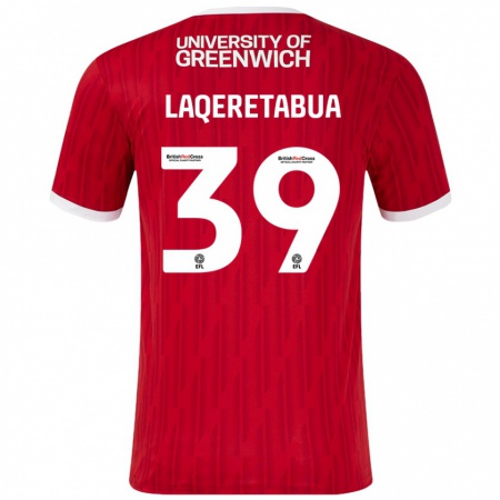 Kandiny Damen Josh Laqeretabua #39 Rot Weiß Heimtrikot Trikot 2024/25 T-Shirt